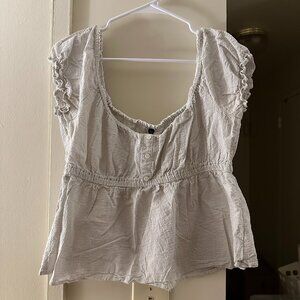 H&M Divided Cotton Pinstripe Short Sleeve Top in M